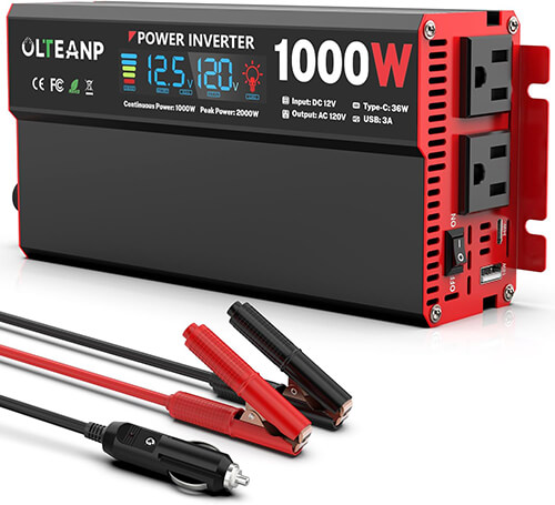 1000 Watt Car power Inverter 36W Type C 5V 3A USB Port Converter Truck Home Vehicles Laptop Trip