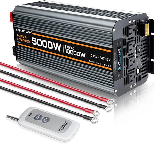 5000 watt Power Inverter DC 12V to AC 110V 120V Converter10000w Peak Comes LCD Display Wireless Controller 4AC RV Inverter