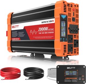 BELTTT 2000W Pure Sine Wave Inverter, Car Power Inverter 12V to 120V AC Converter for RV, Truck, Solar