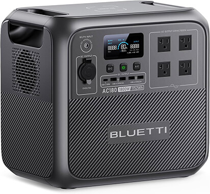 BLUETTI Portable Power Station AC180, 1152Wh LiFePO4 Battery Backup