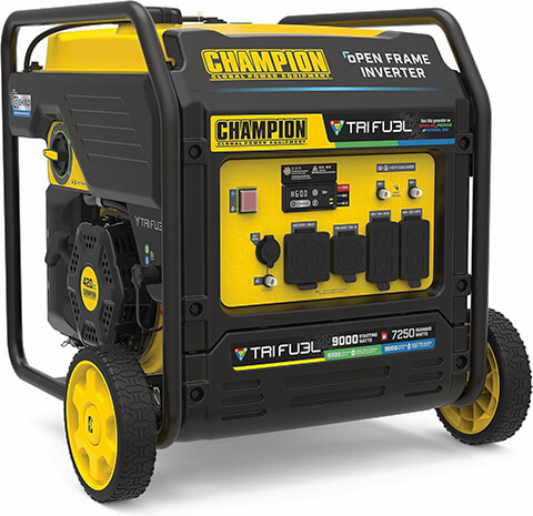 Champion 9000 Watt Electric Start Tri Fuel Home Backup Portable Inverter Generator Quiet Tech