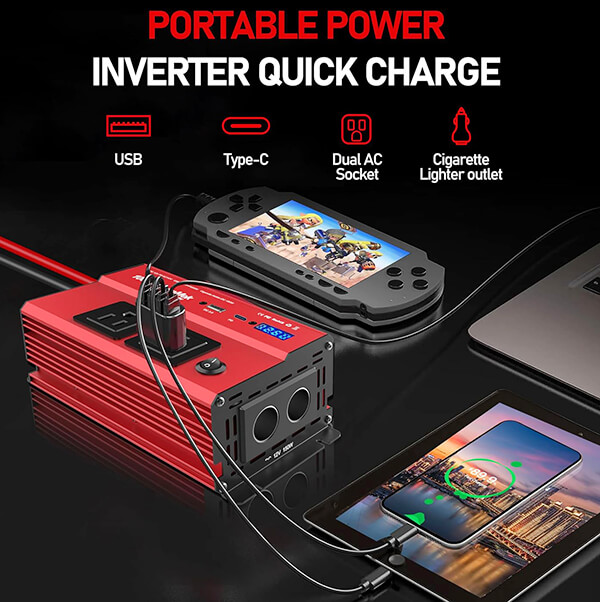 DrimMek 1000 Watt Power Inverters 12v to 110v car 1000w Inverter with 3.0A USB