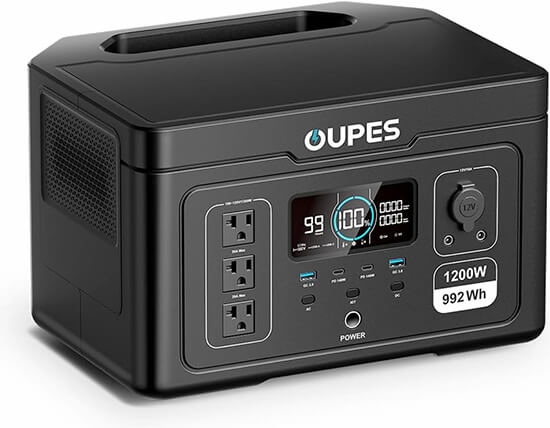 OUPES Exodus 1200 Portable Power Station 1200W, 992Wh Durable LFP Battery Solar Generator 3 1200W AC Outlets 4