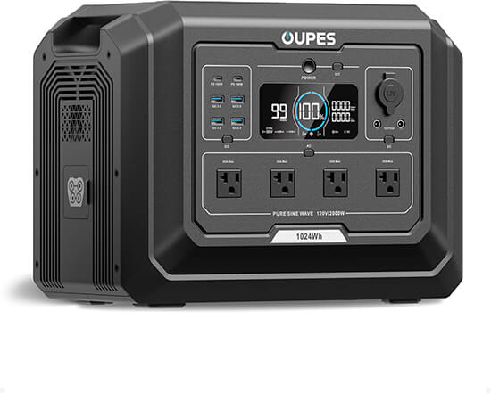OUPES Mega 1 Portable Power Station 2000W (Surge 4500W), 1024Wh LiFePO4 Battery Solar Generator 3