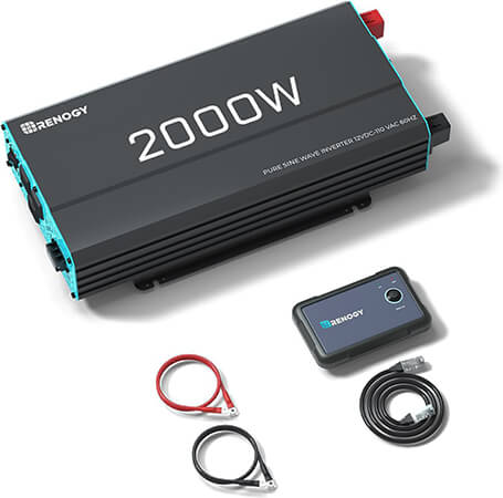 Renogy Inverter P2 2000W Pure Sine Wave Inverter 12V DC to 110V AC Converter