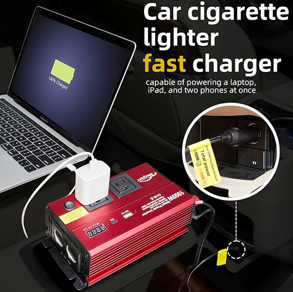 TWING Car 1000w Inverter,12v DC to 110v Power Inverters for Vehicles