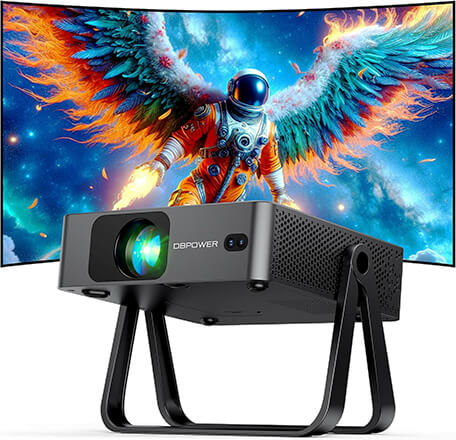 [Ultra Slim 1.97 Auto Focus Built in Apps 360° Stand] Smart Mini Projector with WiFi and Bluetooth, Compatible with Netflix, Youtube, Prime Video