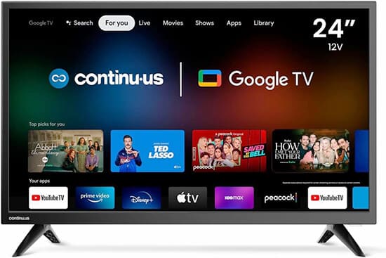 continuus 24 inch 12V RV Smart TV – Android TV with Google Assistant